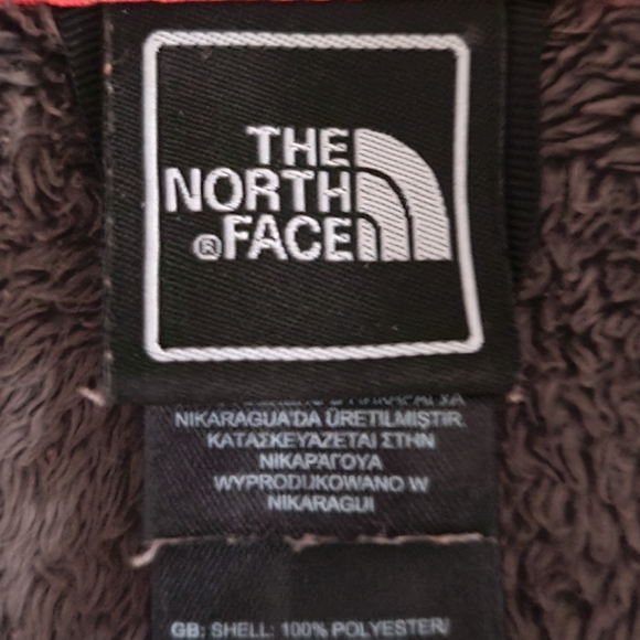 North Face green fleece jacket with orange/pink zipper and label. Medium - Picture 2 of 5